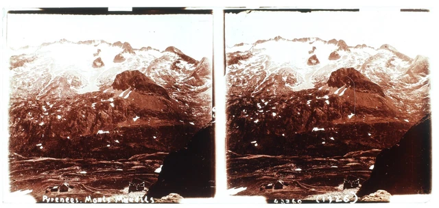 France Les Pyrénées Montagne c1920 Photo Stereo Plaque de verre Vintage V36L26n 