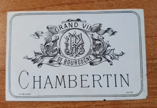 Etiquette de vin/ Wine Label CHAMBERTIN (TRIVIER P.) neuve