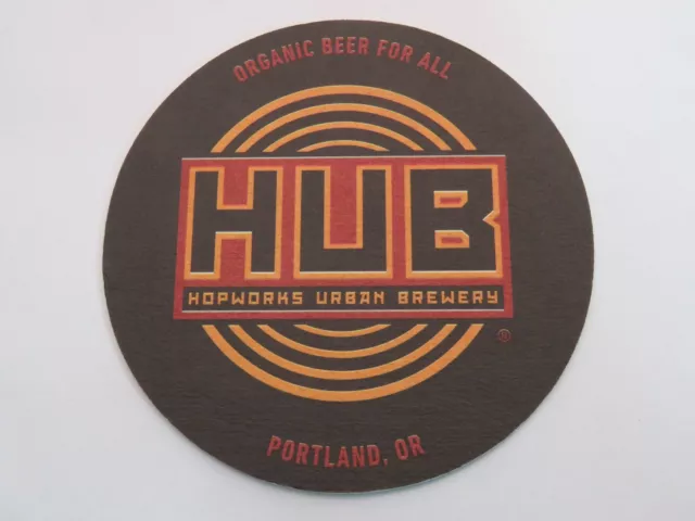 Collectible Beer Pub Coaster ~ HUB = Hopworks Urban Brewery ~ Portland, OREGON
