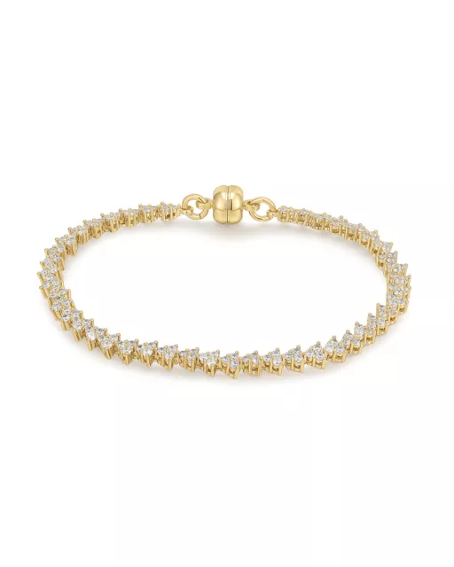Luv Aj Isabelle Stud Tennis Bracelet in 14k Gold Plated in Clear CZ