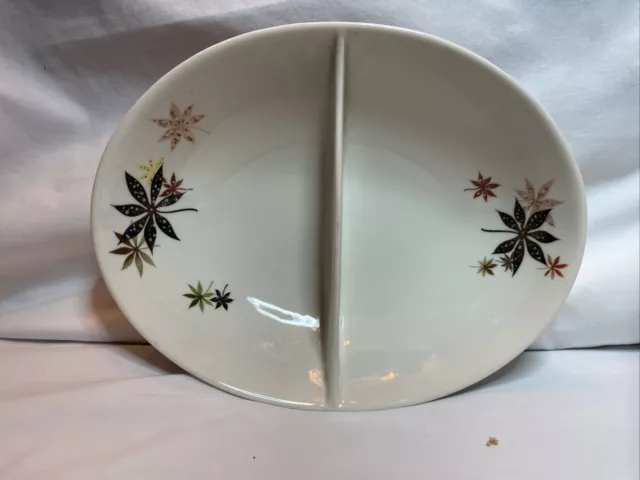 Peter Terris Oval Divided Serving Bowl 9" long by Shenango China