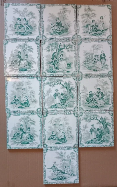 13 Original MINTON & CO STOKE ON TRENT Delft style tiles