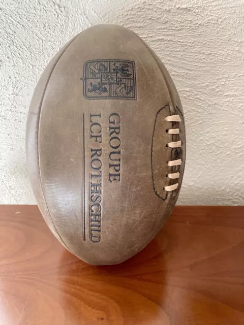 VINTAGE Ballon de RUGBY en cuir