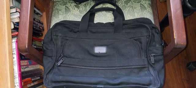 Tumi Alpha Black Ballistic Nylon Briefcase Bag 225D3, Strap and Tag