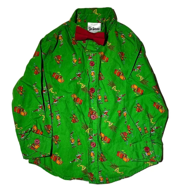 Dr. Seuss Grinch Stole Christmas 18M Bow Tie Collar Shirt Baby Toddler 18 Months