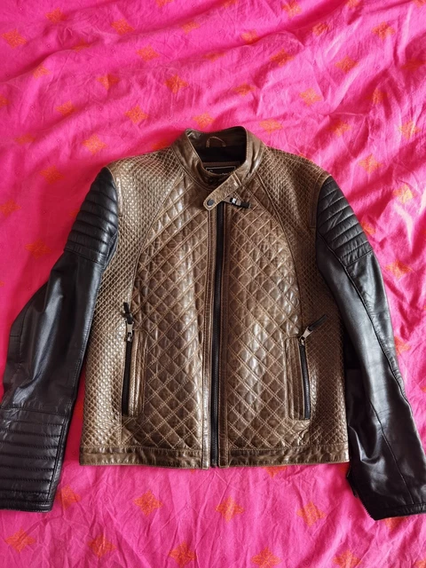 Blouson cuir souple homme, taille L, demi saison, 3 poches zippées. Comme neuf.