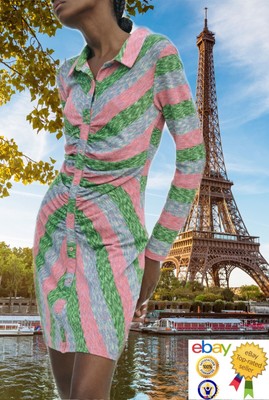 Zara Lapel collar dress with long sleeves. Gathered detail, Multicolor Size M