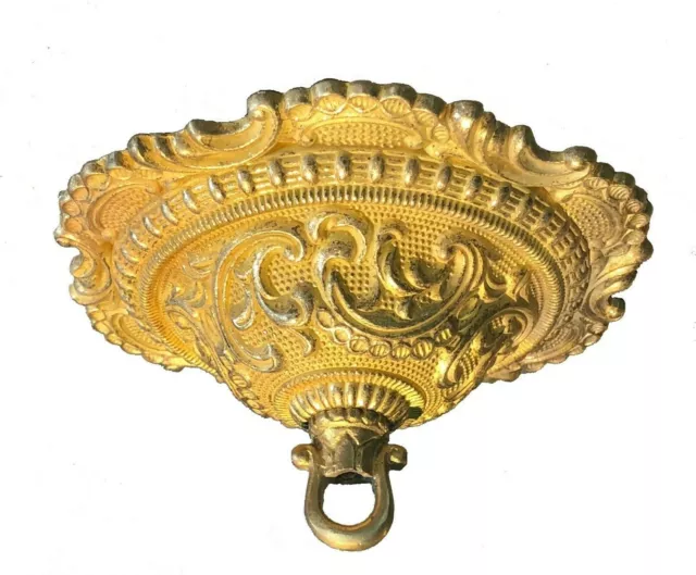 NEW 5-1/2" SOLID UNF CAST BRASS FANCY ORNATE CEILING CANOPY & LOOP & Hardware