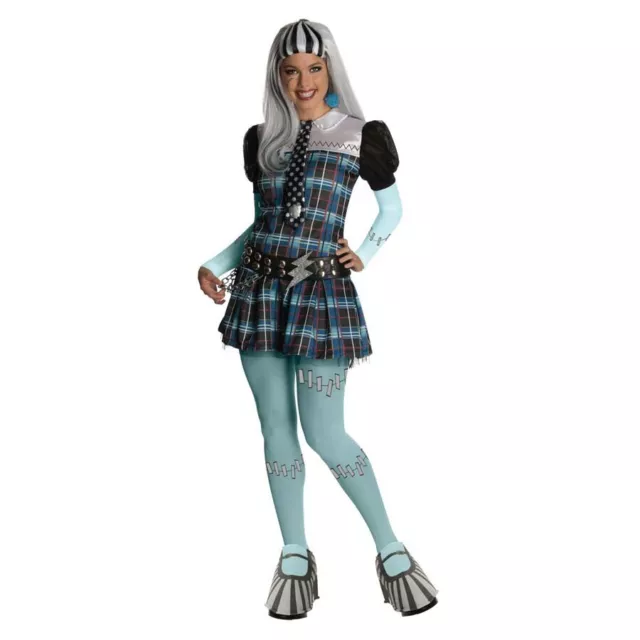 DAMEN FRANKIE STEIN KOSTÜM SET Halloween Monster High Zombie Schulmädchen Kleid