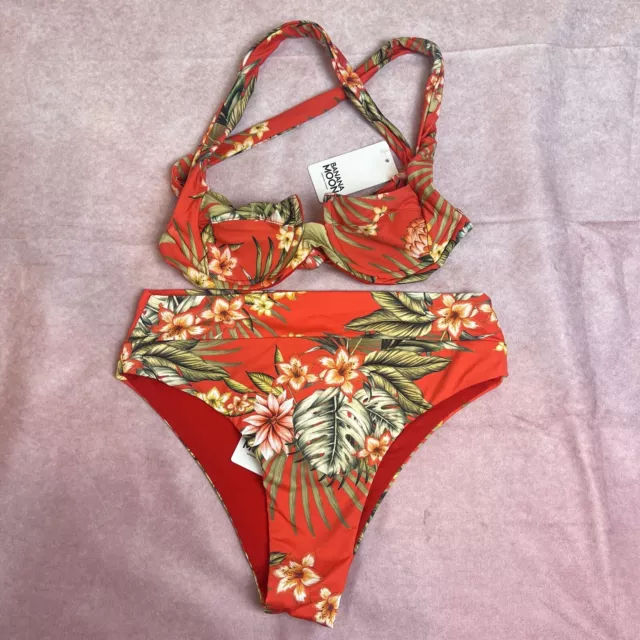 BANANA MOON VINTAGE Bright Floral Print Bikini Set New With Tags