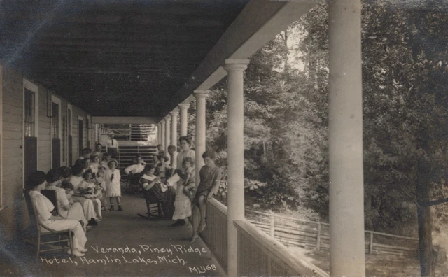 Postcard RPPC Michigan MI Hamlin Lake C.R. Childs ML468 Piney Ridge Hotel