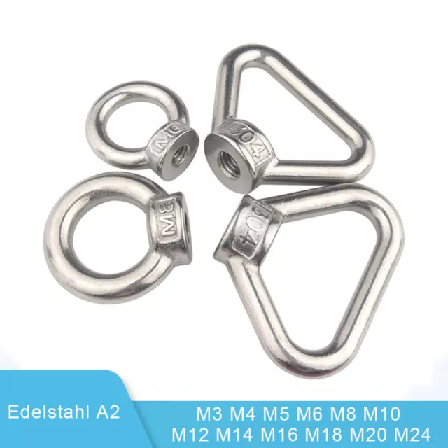 Ringmutter DIN 582 Edelstahl A2 Ring Öse Muttern M3 M4/M5-M24 Augenmuttern