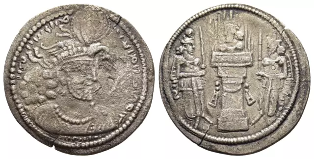 Fitz Sasanian Kings Bahram Iv Drachm Fire Altar Silver ±Bam1723