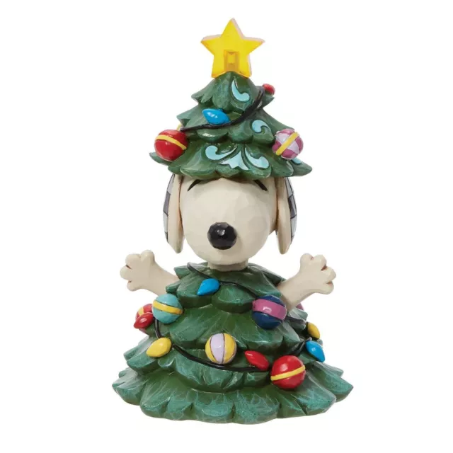 @ New JIM SHORE PEANUTS Figurine SNOOPY AS CHRISTMAS TREE Lights Up Dog Statue