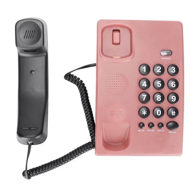(PINK) CORDED TELEPHONE Desktop Landline Last Number Redial Pauseable ...