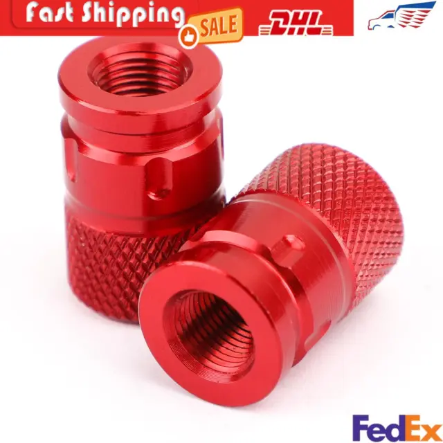Pair CNC Red Anti-Thief Tire Valve Stem Caps For Car Truck Bike Motorcycle T4