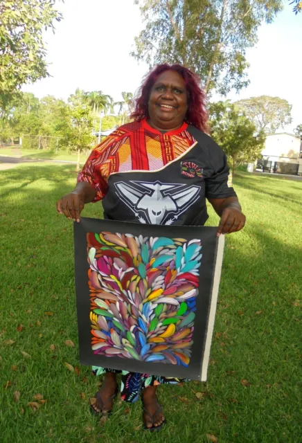 LOUISE  NUMINA 64 x 50 cm Original Painting - Aussiepaintings Aboriginal Art