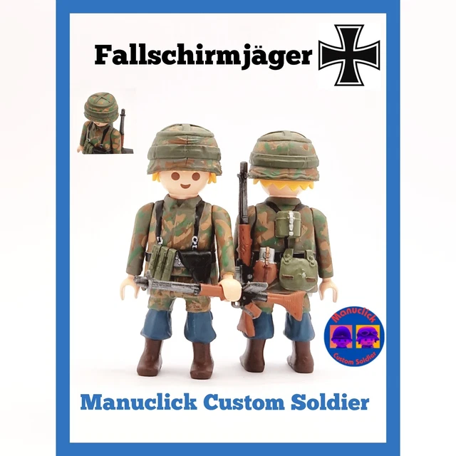 Figurine PLAYMOBIL Customisée WWII - Parachutiste Allemand Avec Fusil FG 42 - Collection