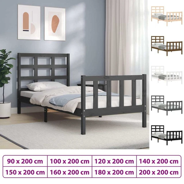 Estructura de cama con cabecero madera marrón miel 160x200 cm vidaXL