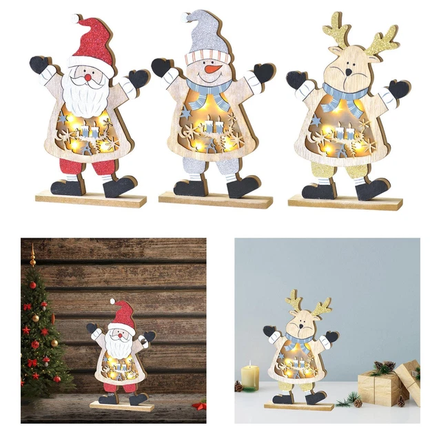 LED décoration de table de Noël en bois Figurine de Noël cadeau maison