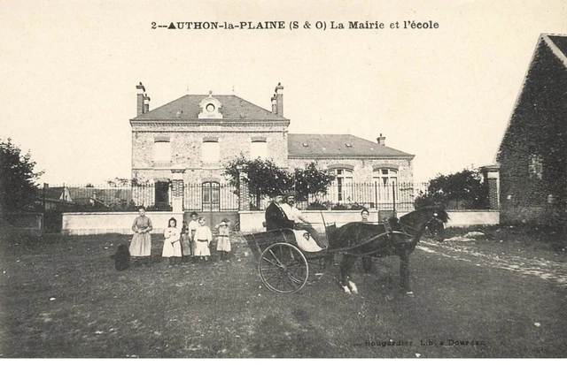 91 Authon La Plaine #26692 Mairie Ecole Attelage Cheval