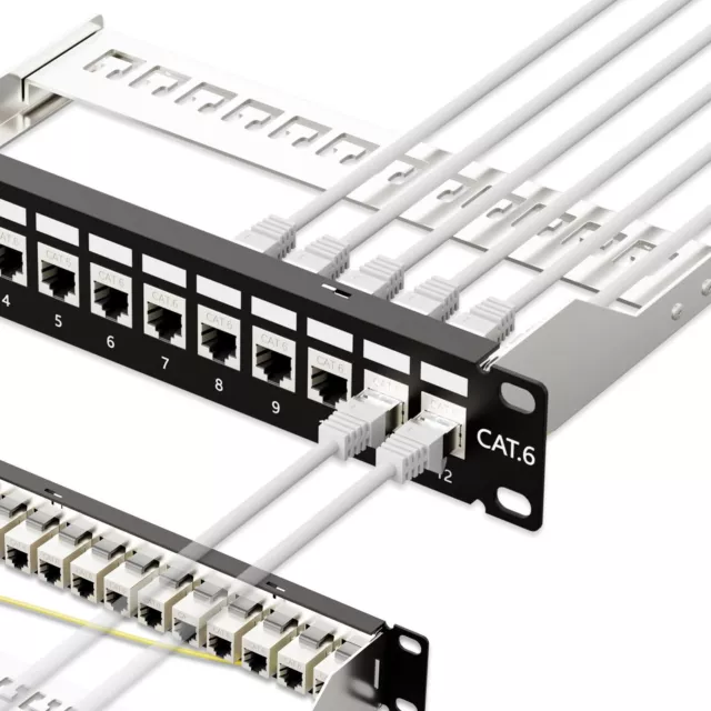 iwillink 12 Port RJ45 Through Coupler Cat6 Patch Panel STP Shielded