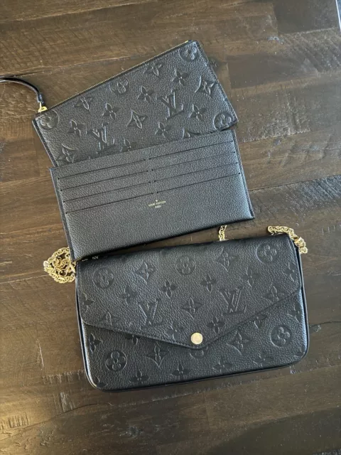 LOUIS VUITTON FELICIE Pochette Monogram Chain Wallet Bag Black $1,400. ...