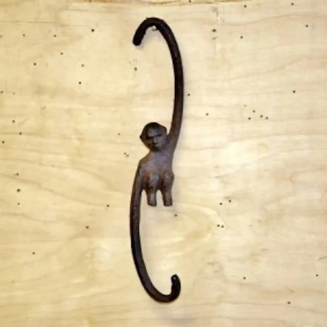 Antique Cast Iron Wall Hooks Brown Monkey Hanger Coat Hat Towel Hanging Rustic