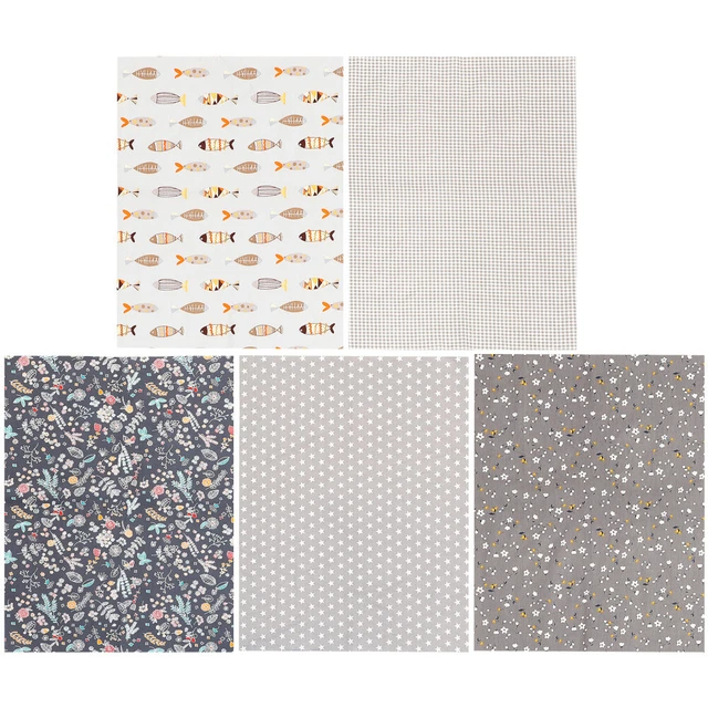 5 hojas de patchwork impreso hágalo usted mismo parche de impresión paños de algodón hágalo usted mismo artesanías