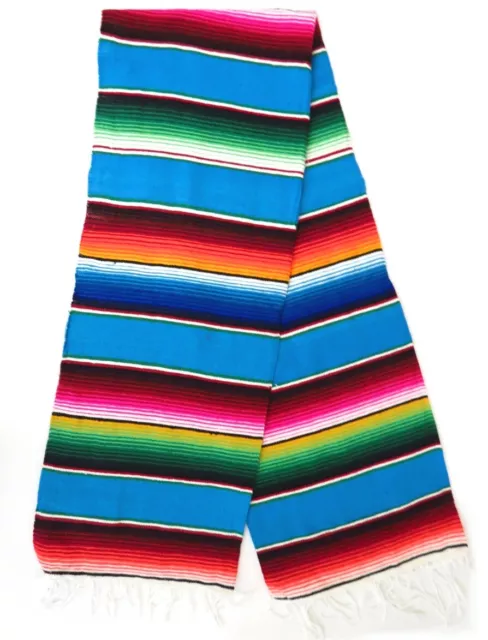 Aqua Sarape Serape Mexican Blanket Saltillo Southwestern 5' x 7' Yoga Throw XL