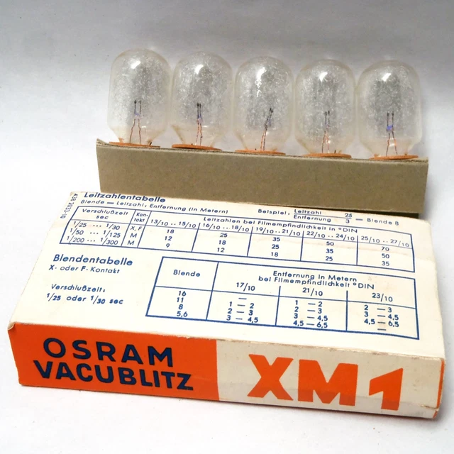 Bombillas de colección para cámara OSRAM VACUBLITZ XM1 5 piezas NUEVAS DE LOTE ANTIGUO IOP