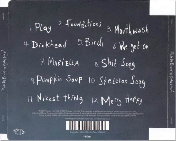 KATE NASH MADE OF BRICKS (184) 12 Track CD Album including Picture