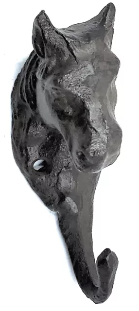 Horse Head Single Key Hook Towel Hat Coat Hanger Rustic Cast Iron Antique Style