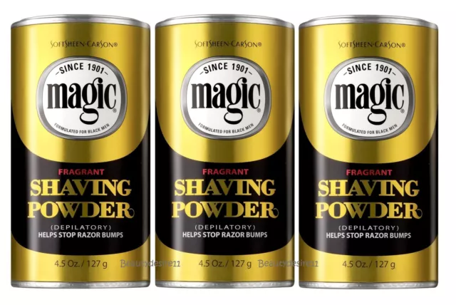 3 x SoftSheen Carson Magic Fragrant Shaving Powder Gold - Help Stop Razor Bumps