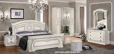 Luxury Baroque Marriage Double Bed Cream White Silver High Gloss Pad Bed 180x200 8