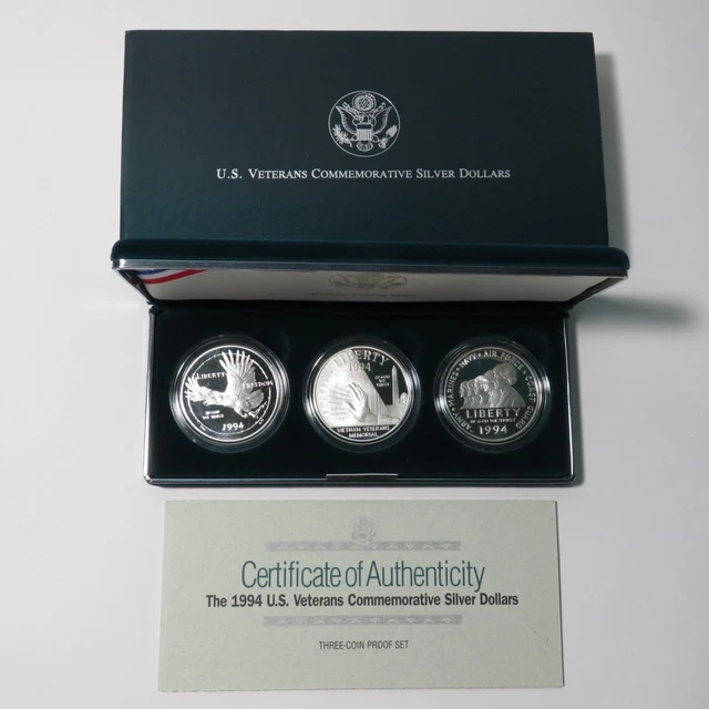 1994-P US Veterans Commemorative 3-Coin Proof Set