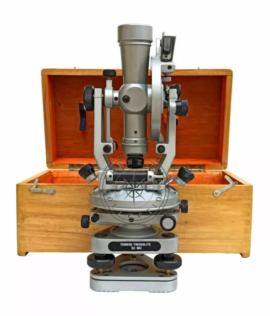 Surveying Aluminium 20 Seconds Theodolite W/ Wood Box Transit Alidade Instrument