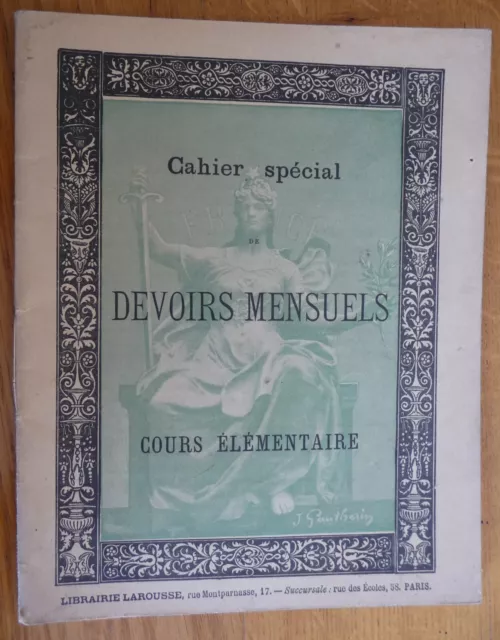 "Cahier spécial DEVOIRS MENSUELS Cours Elémentaire" Ancien CAHIER COMPLET