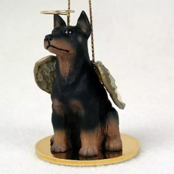 DOBERMAN (BLACK, CROPPED) ANGEL DOG CHRISTMAS ORNAMENT HOLIDAY Figurine Statue