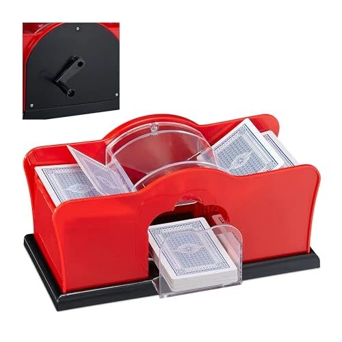 Relaxdays - Mélangeur De Cartes Manuel Pour 2 Jeux - Manivelle Pour Cartes Jouer Jusqu 91 Mm Plastique Rougenoir 49833859