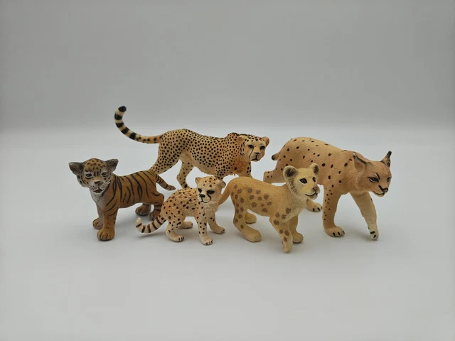 SCHLEICH WILD LIFE Lynx Lion Tiger Cheetah Cub Toy Figure