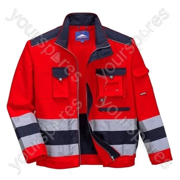 Portwest Lille Texo Hi-Vis Jacket - Red/Navy - Medium