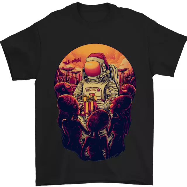 T-shirt da uomo Spaceman Babbo Natale Space Astronaut 100% cotone