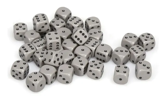 Chessex Opaque 12mm d6 Dark Grey w/ Black Dice Block - Set of 36