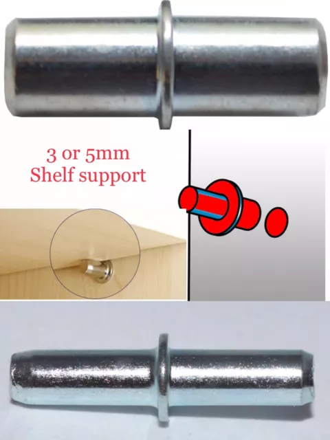 SHELF SUPPORTS METAL PINS PEGS STUDS IN 3,4MM HOLE SIZE KITCHEN CABINET  CUPBOARD