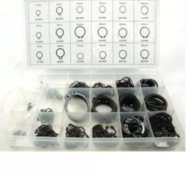 300pc Circlip Set External Circlips Snap Ring Assortment Set Retaining Clips 3mm