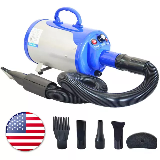 Pet Hair Force Dryer Dog Grooming Blower with Heater/4 Nozzles Dog Cat Grooming