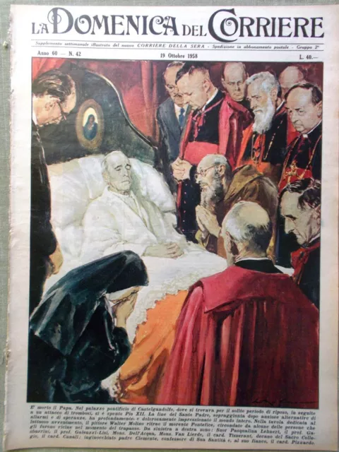 La Domenica del Corriere 19 Ottobre 1958 Morte Pio XII Baseball Ruth Duse Tani