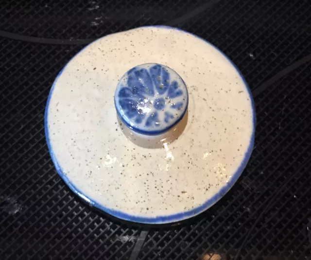 Small Blue & White Wildflower Canister Spice Jar Lid Only Stoneware Brush McCoy
