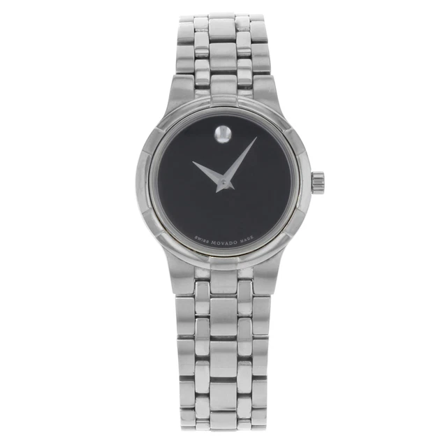 Movado Metio Stainless Steel Black Dial Quartz Ladies Watch 0606204